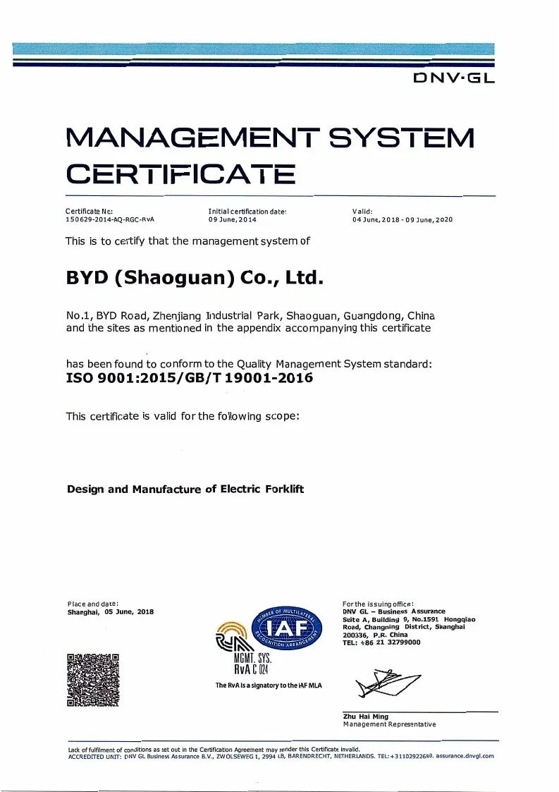 Quality Management System Cert