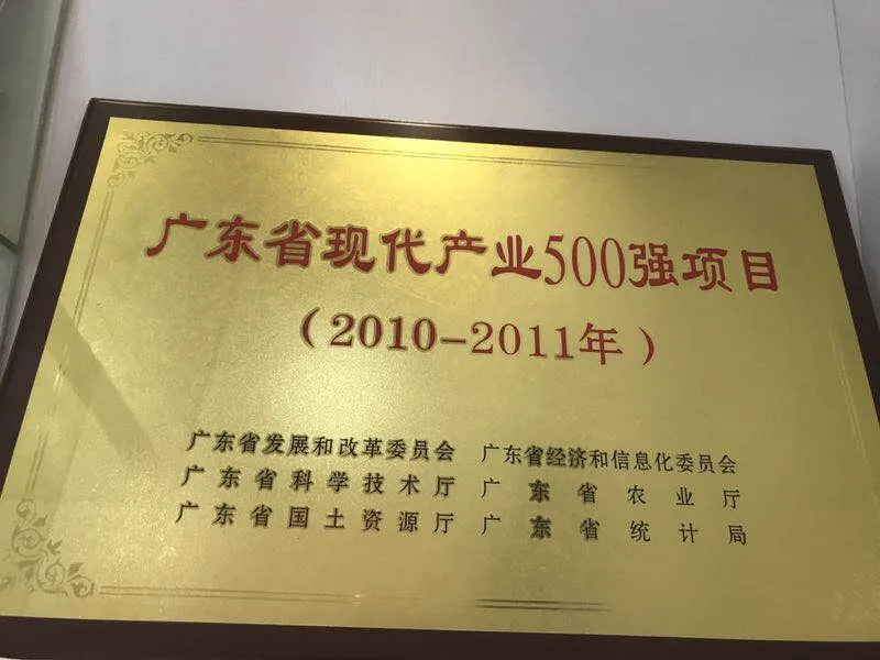 比亚迪叉车 | 2010-2011 年度广东省现代产业 500 强项目认证